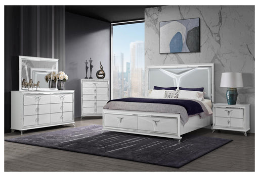 ROMO WHITE QUEEN BED GROUP WITH LED - Furniture Stars (Chicago, IL)