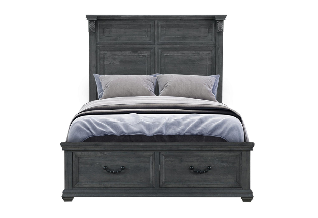 TATUM GREY QUEEN BED WITH STORAGE - Furniture Stars (Chicago, IL)