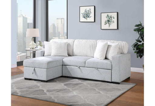 U0204 LIGHT GREY/WHITE REVERSIBLE PULL OUT SOFA BED - Furniture Stars (Chicago, IL)