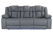 U7068 GREY 10 POWER RECLINING SOFA WITH DDT, WC AND LED - Furniture Stars (Chicago, IL)