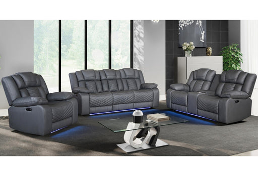 U7068 GREY 10 POWER RECLINING SOFA/POWER CONSOLE RECLINING LOVESEAT/POWER RECLINER W/LED - Furniture Stars (Chicago, IL)