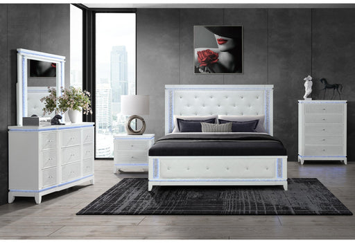 ALINA WHITE QUEEN BED GROUP WITH LED - Furniture Stars (Chicago, IL)