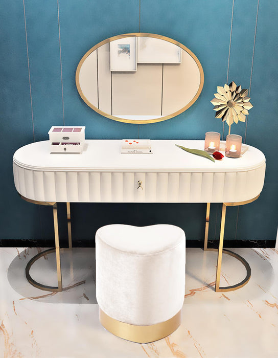 Heart Cream Velvet Ottoman/Stool - Furniture Stars (Chicago, IL)