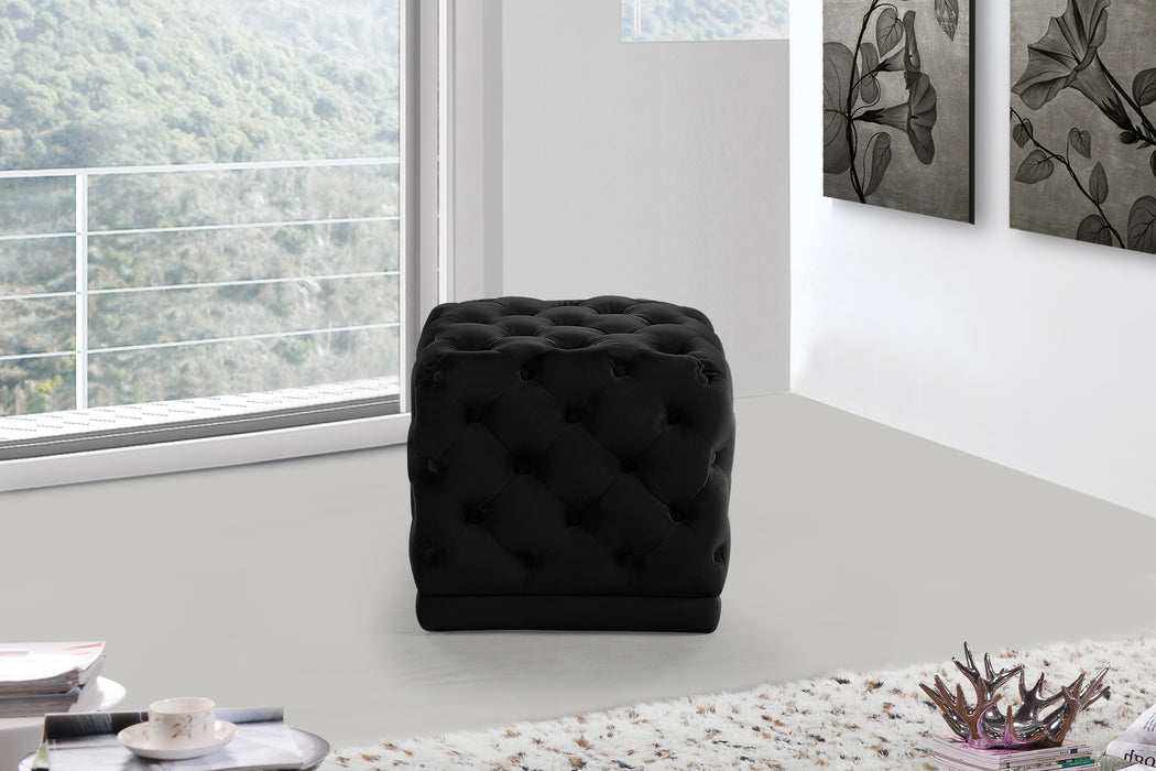 Stella Black Velvet Ottoman/Stool