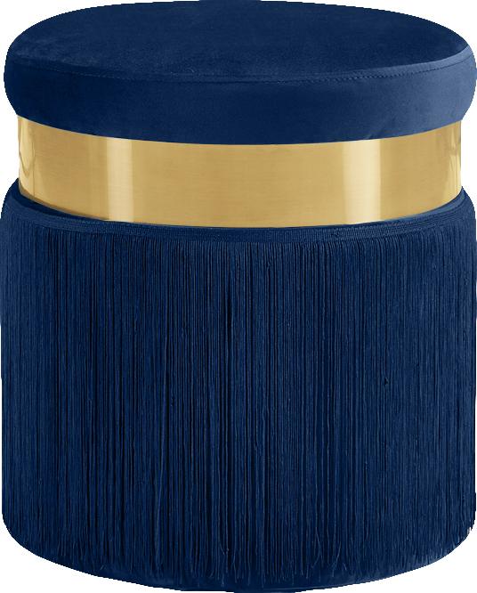 Yasmine Navy Velvet Ottoman/Stool image