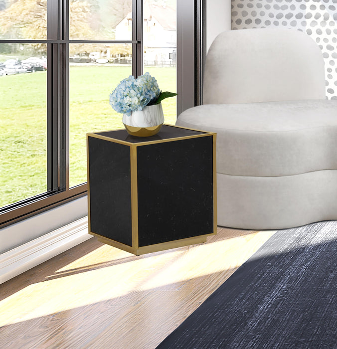 Glitz Black Faux Marble End Table