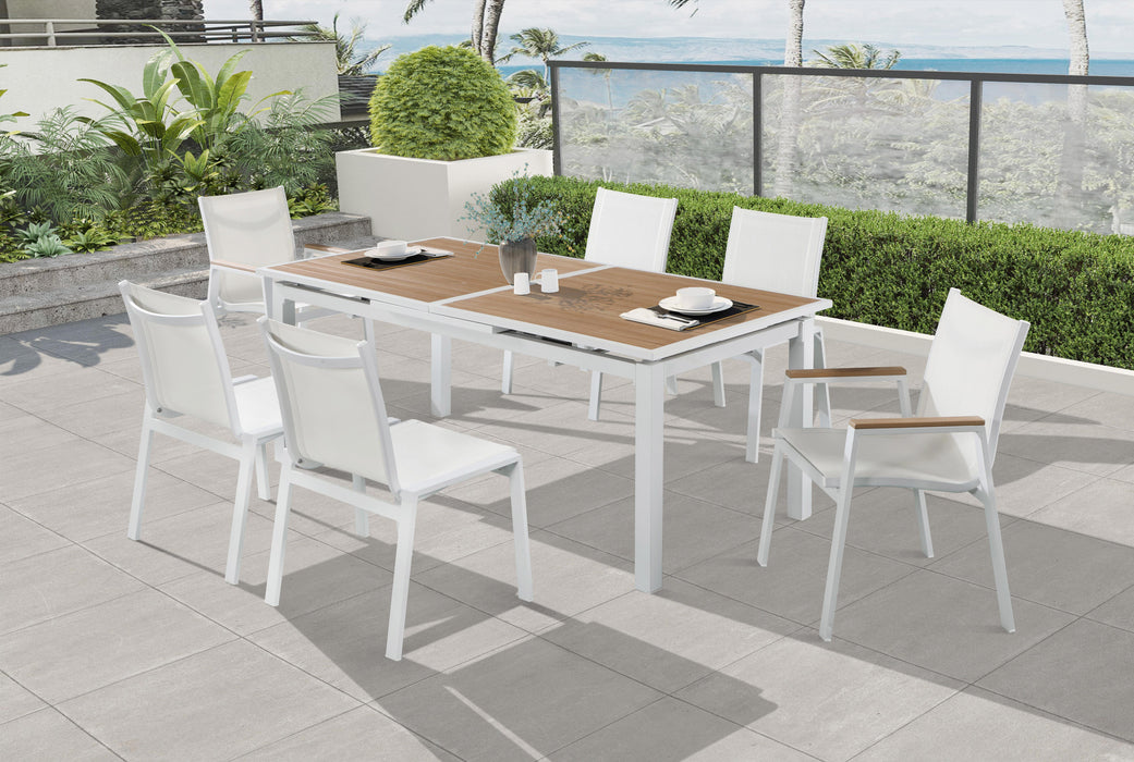 Nizuc White Mesh Waterproof Fabric Outdoor Patio Aluminum Mesh Dining Chair - Furniture Stars (Chicago, IL)