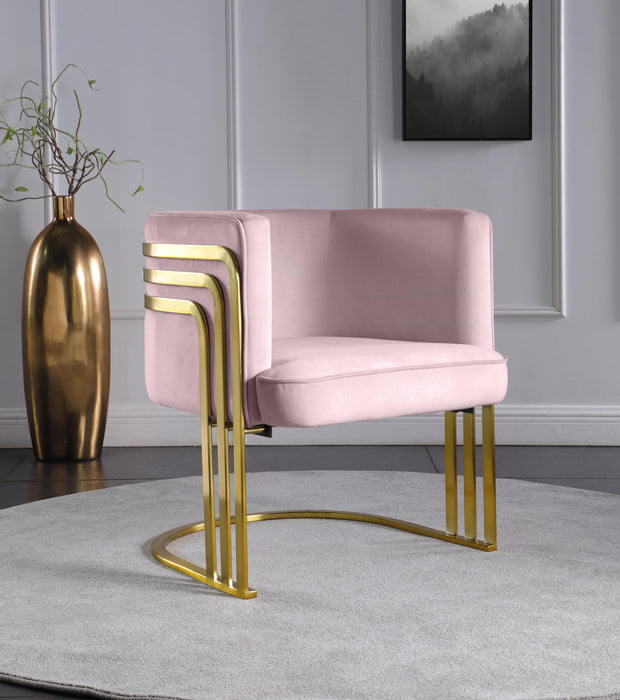 Rays Pink Velvet Accent Chair