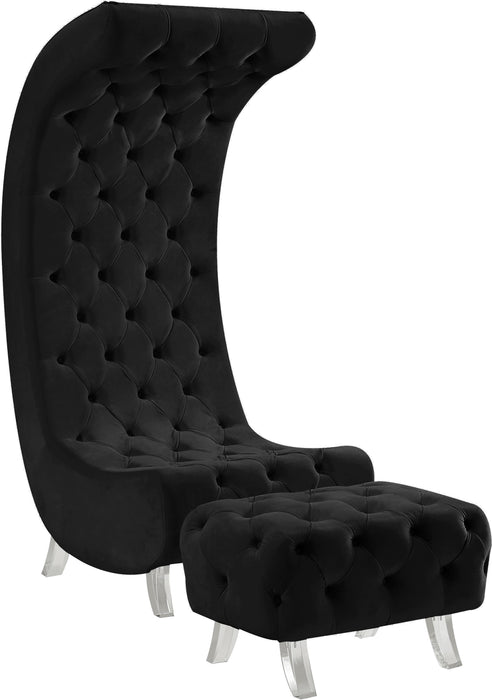 Crescent Black Velvet Ottoman - Furniture Stars (Chicago, IL)