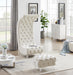 Crescent Cream Velvet Ottoman - Furniture Stars (Chicago, IL)