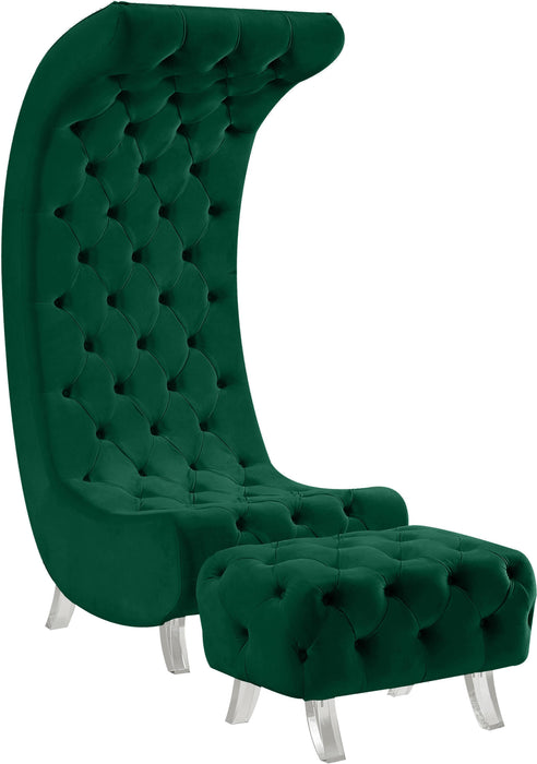 Crescent Green Velvet Ottoman - Furniture Stars (Chicago, IL)