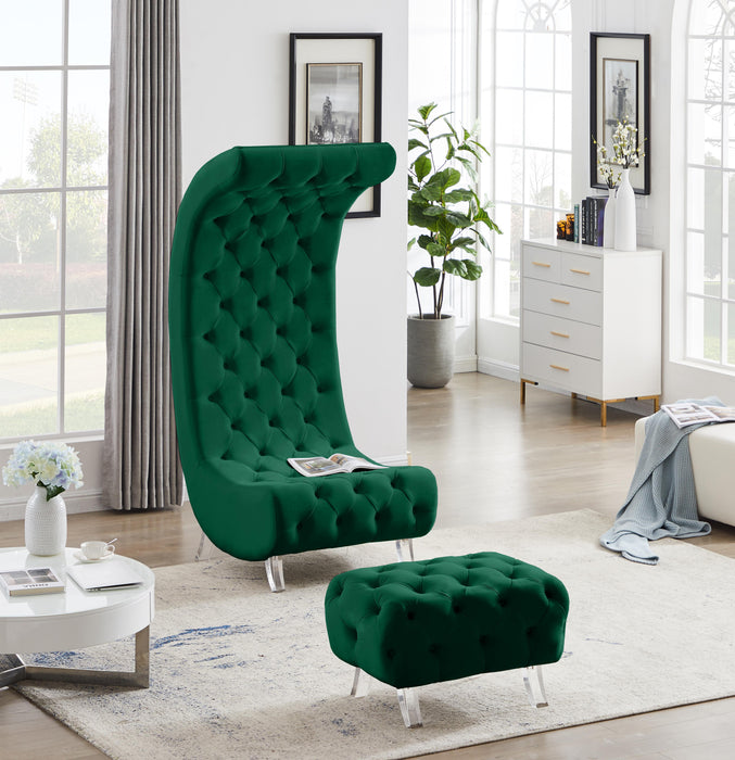 Crescent Green Velvet Ottoman - Furniture Stars (Chicago, IL)