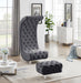 Crescent Grey Velvet Ottoman - Furniture Stars (Chicago, IL)