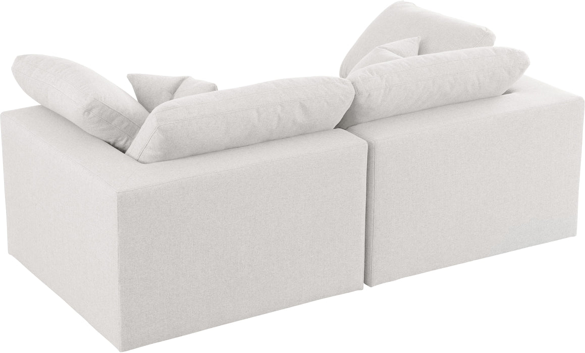 Serene Cream Linen Fabric Deluxe Cloud Modular Sofa