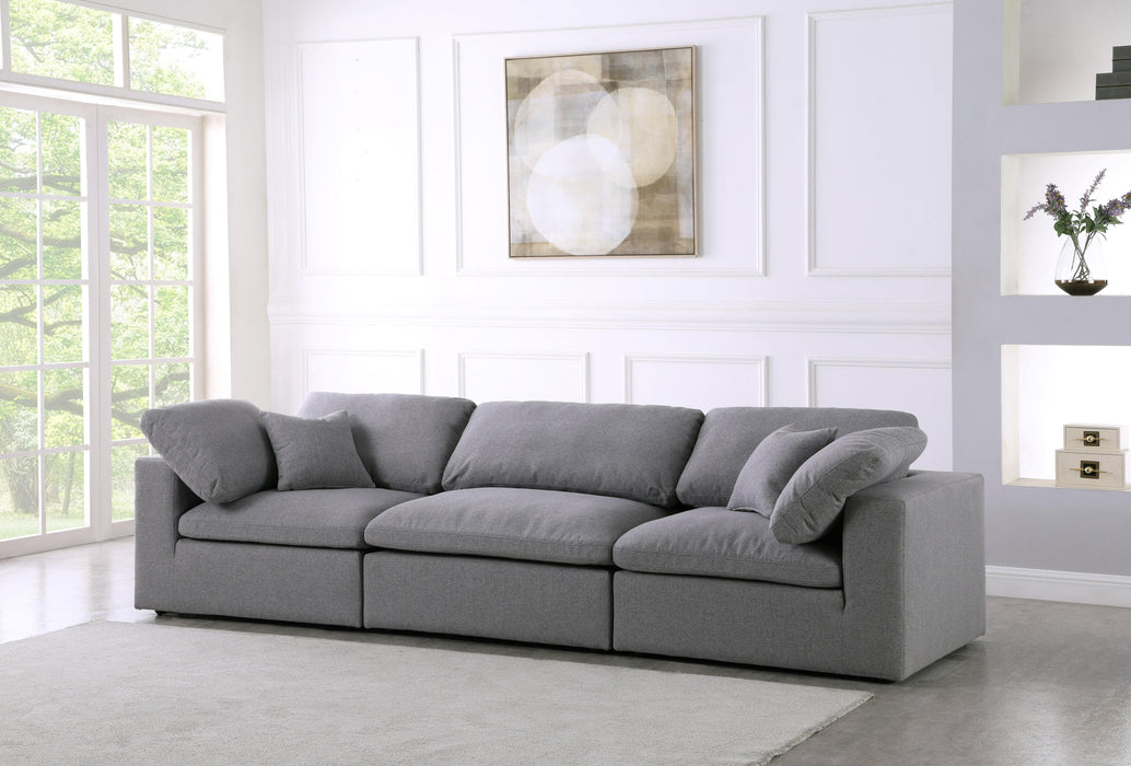 Serene Grey Linen Fabric Deluxe Cloud Modular Sofa