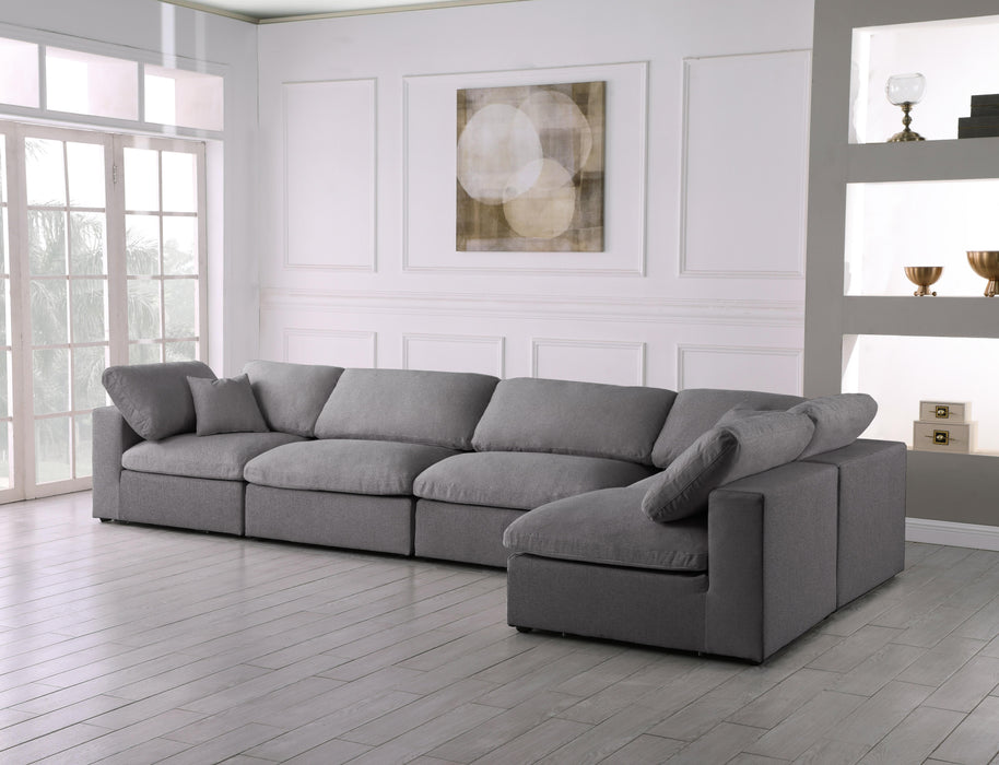 Serene Grey Linen Fabric Deluxe Cloud Modular Sectional