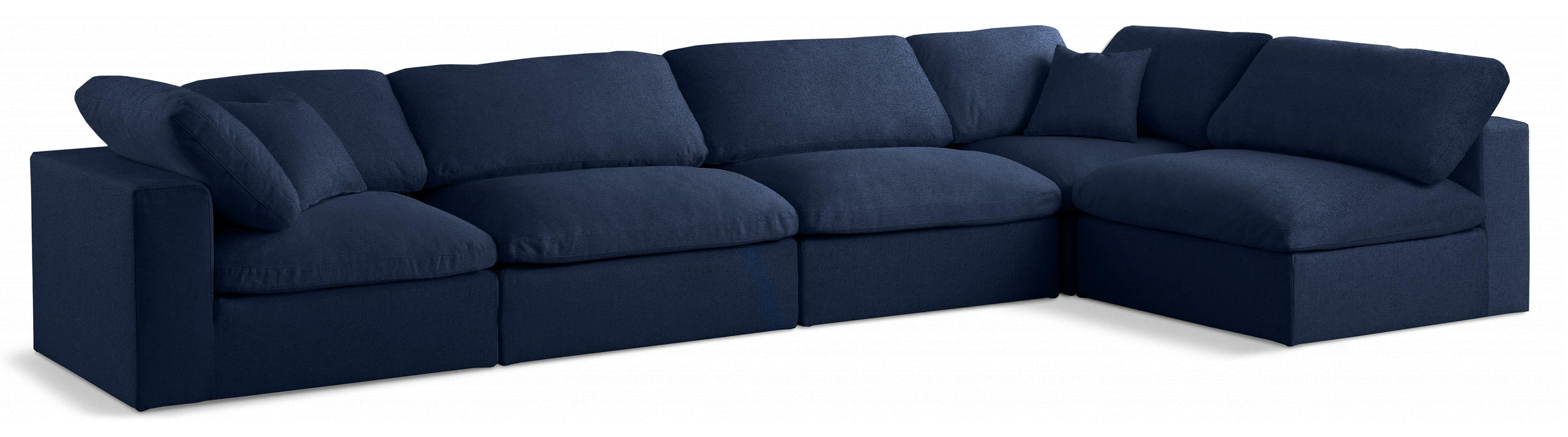 Serene Navy Linen Fabric Deluxe Cloud Modular Sectional