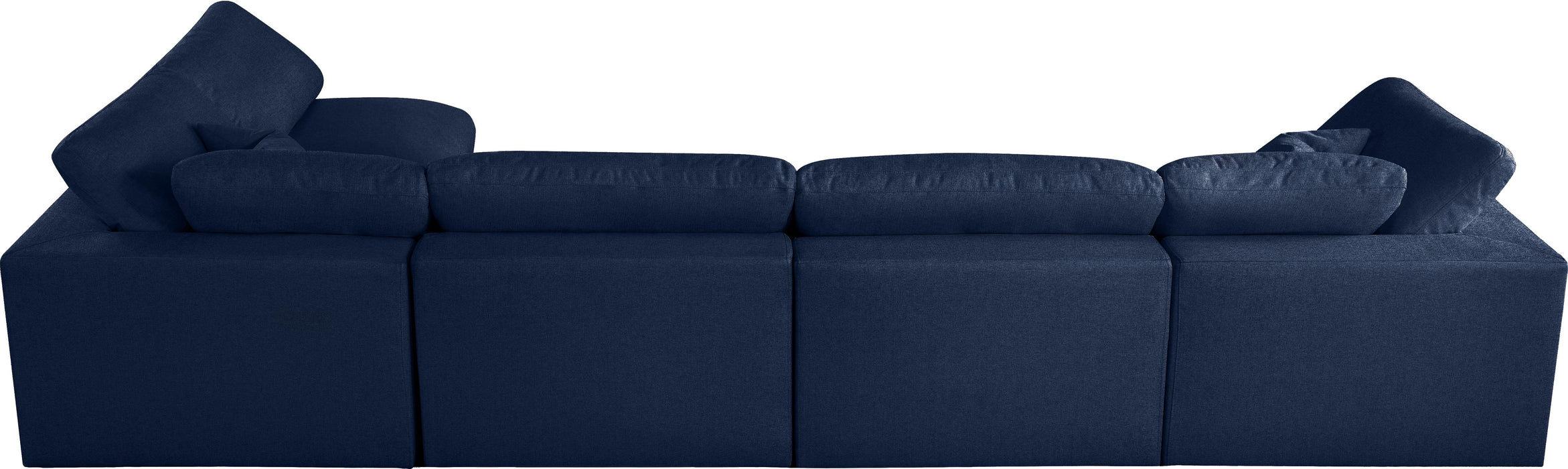 Serene Navy Linen Fabric Deluxe Cloud Modular Sectional