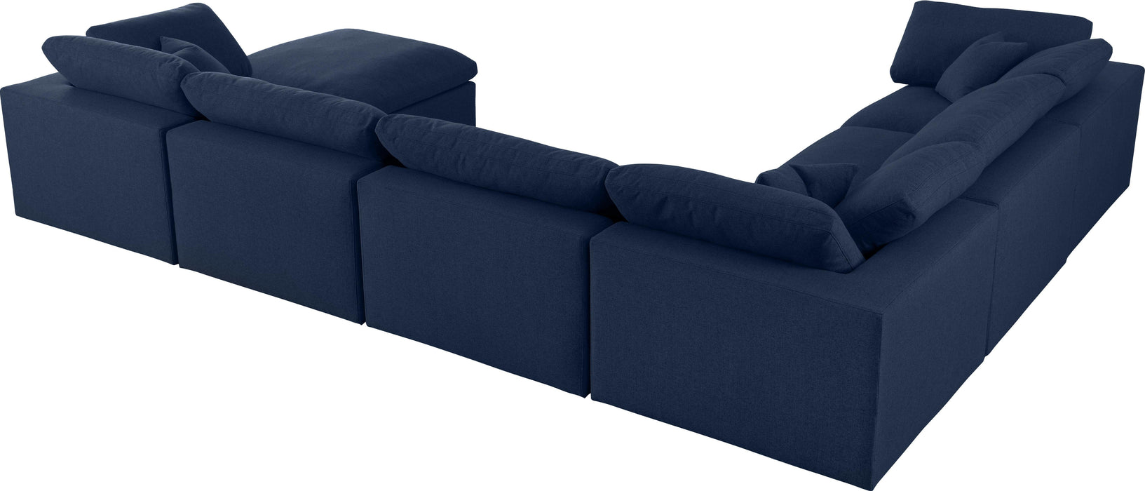 Serene Navy Linen Fabric Deluxe Cloud Modular Sectional