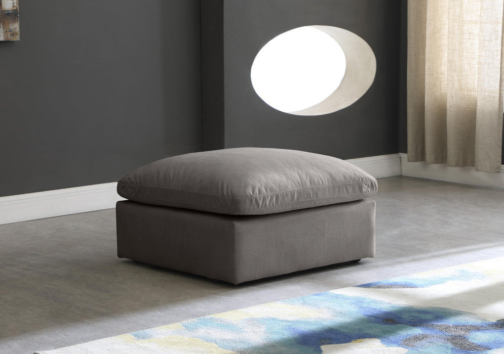 Plush Grey Velvet Standard Cloud Modular Ottoman