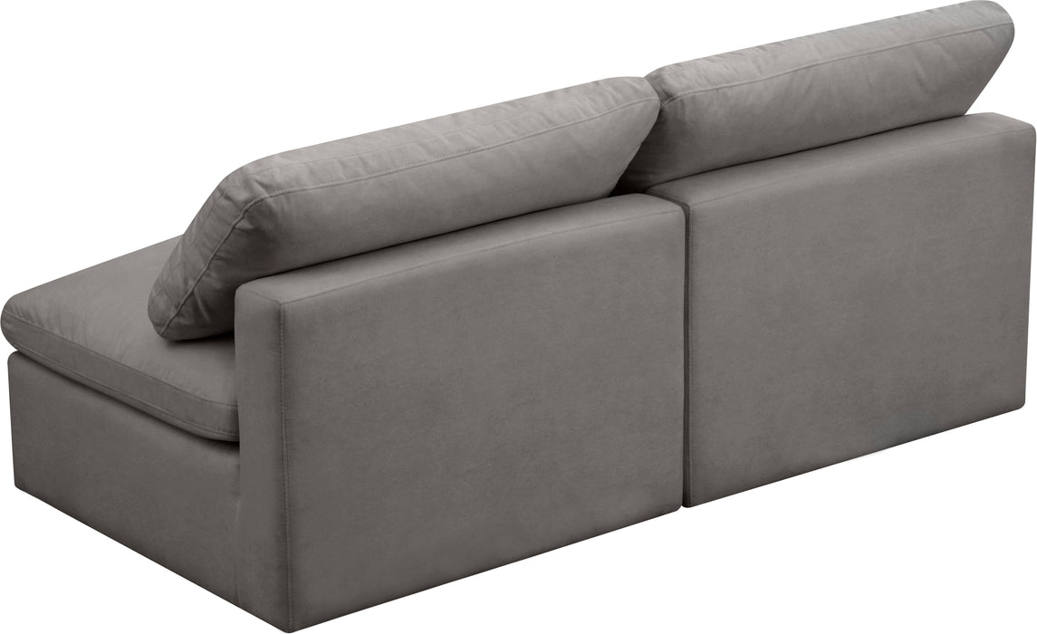 Plush Grey Velvet Standard Cloud Modular Sofa