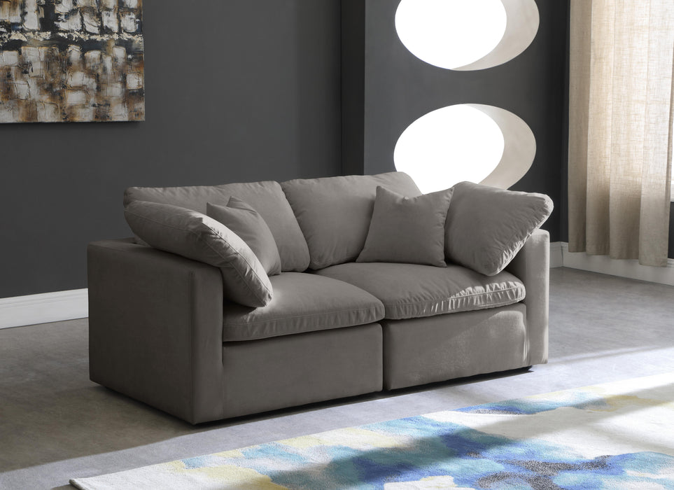 Plush Grey Velvet Standard Cloud Modular Sofa