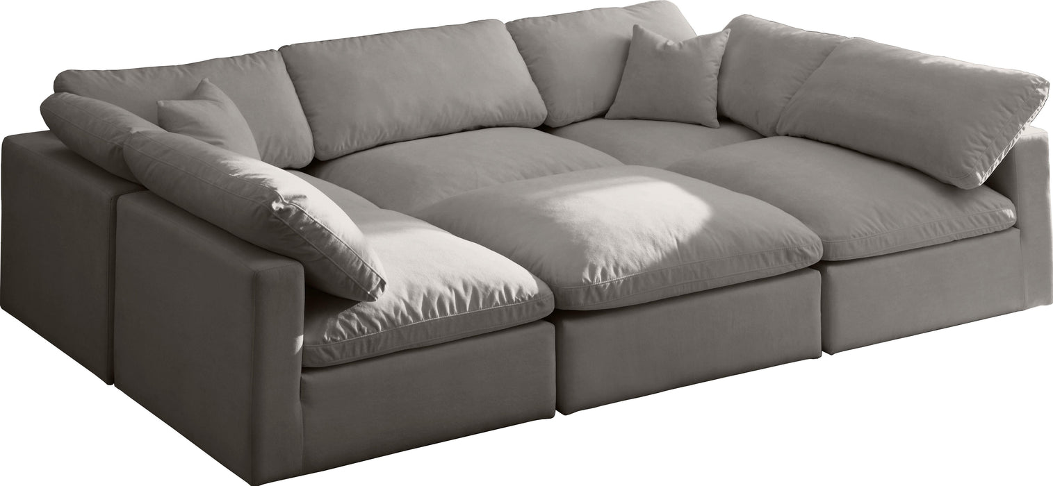 Plush Grey Velvet Standard Cloud Modular Sectional