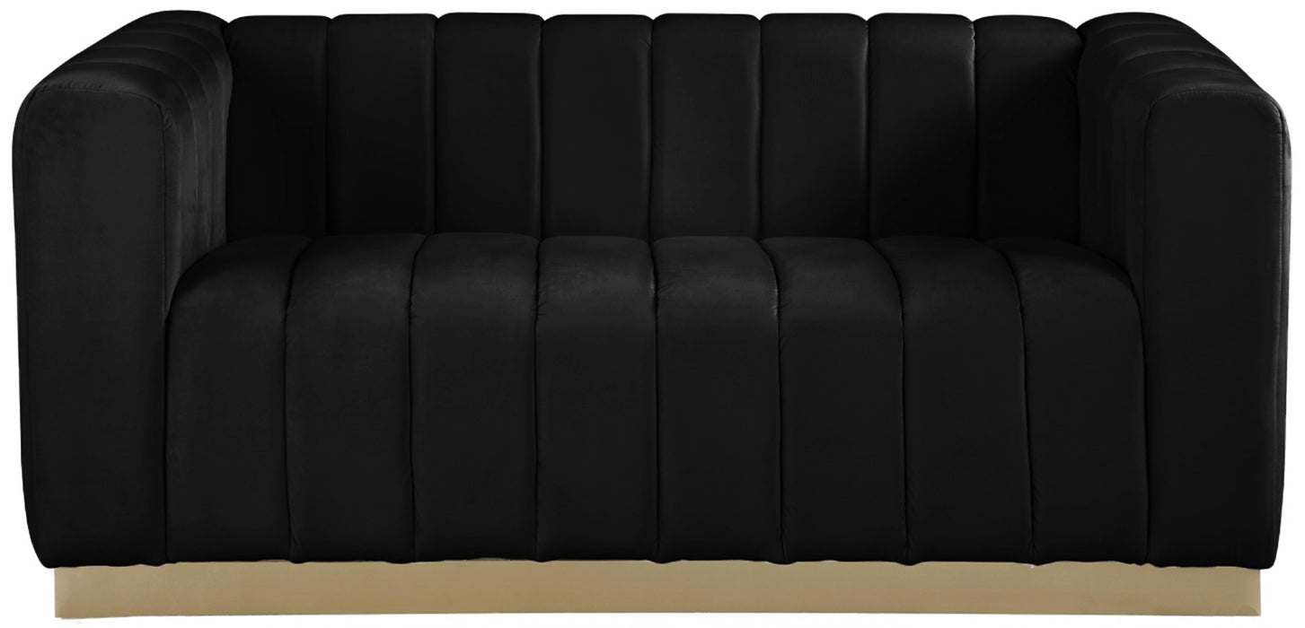 Marlon Black Velvet Loveseat