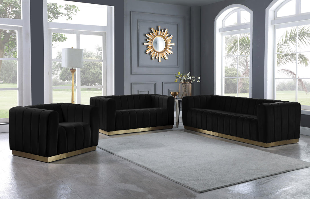 Marlon Black Velvet Sofa - Furniture Stars (Chicago, IL)