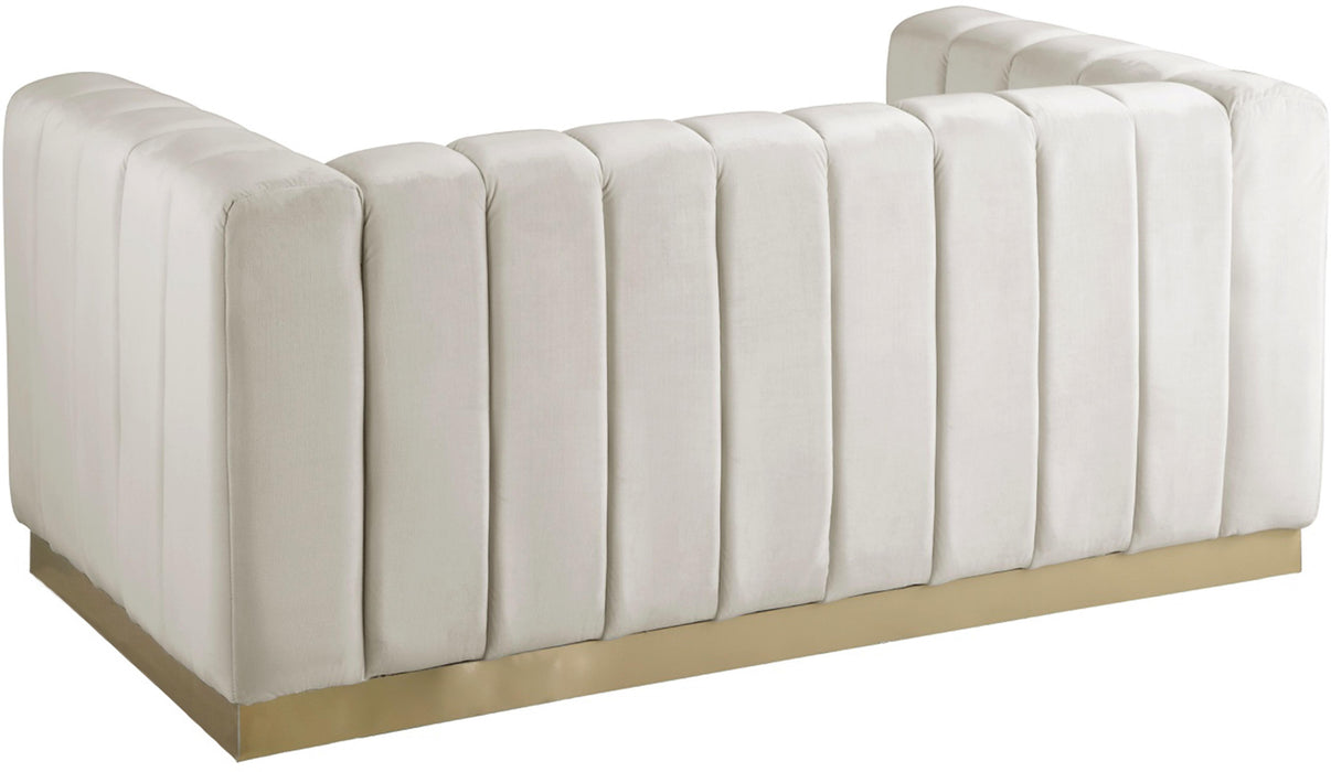 Marlon Cream Velvet Loveseat