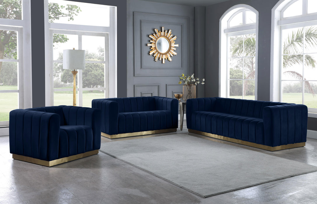 Marlon Navy Velvet Sofa - Furniture Stars (Chicago, IL)
