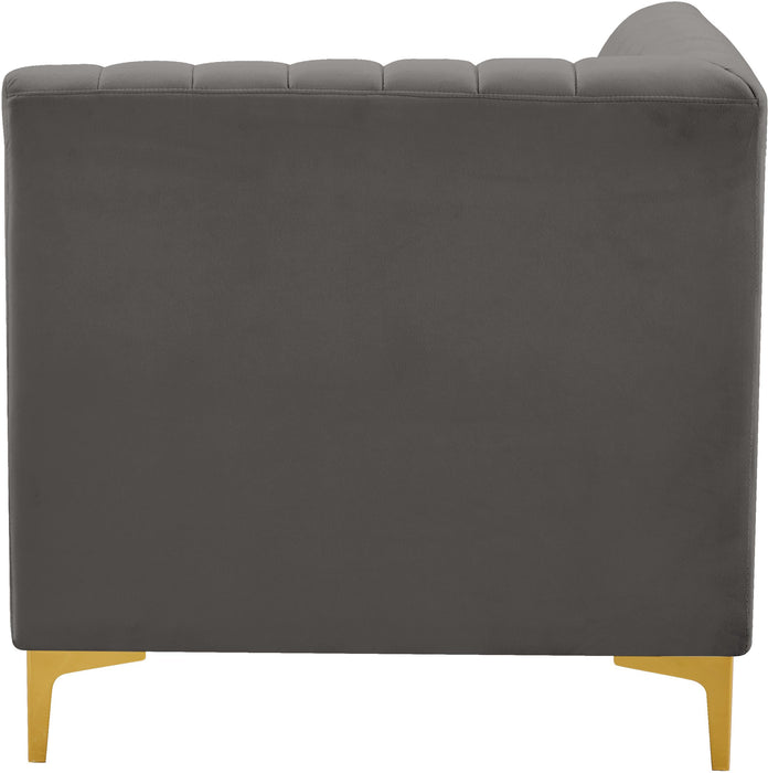 Alina Grey Velvet Corner Chair