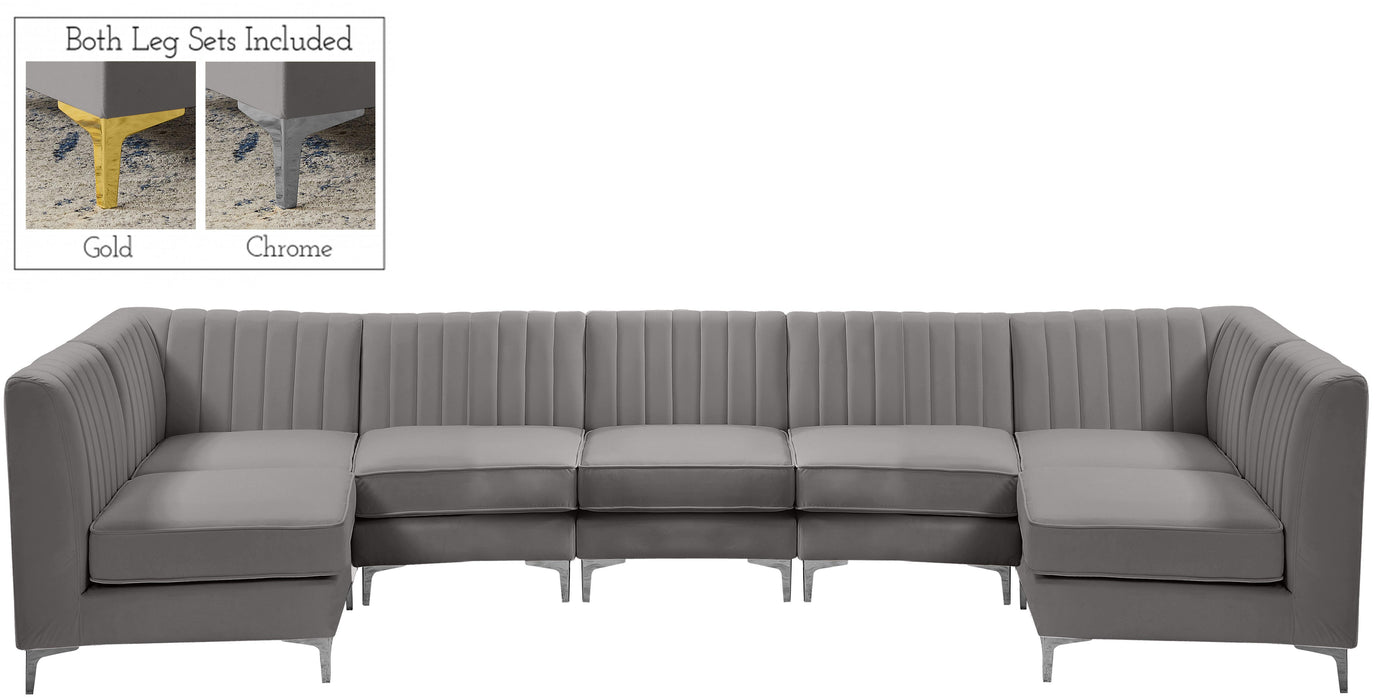 Alina Grey Velvet Modular Sectional