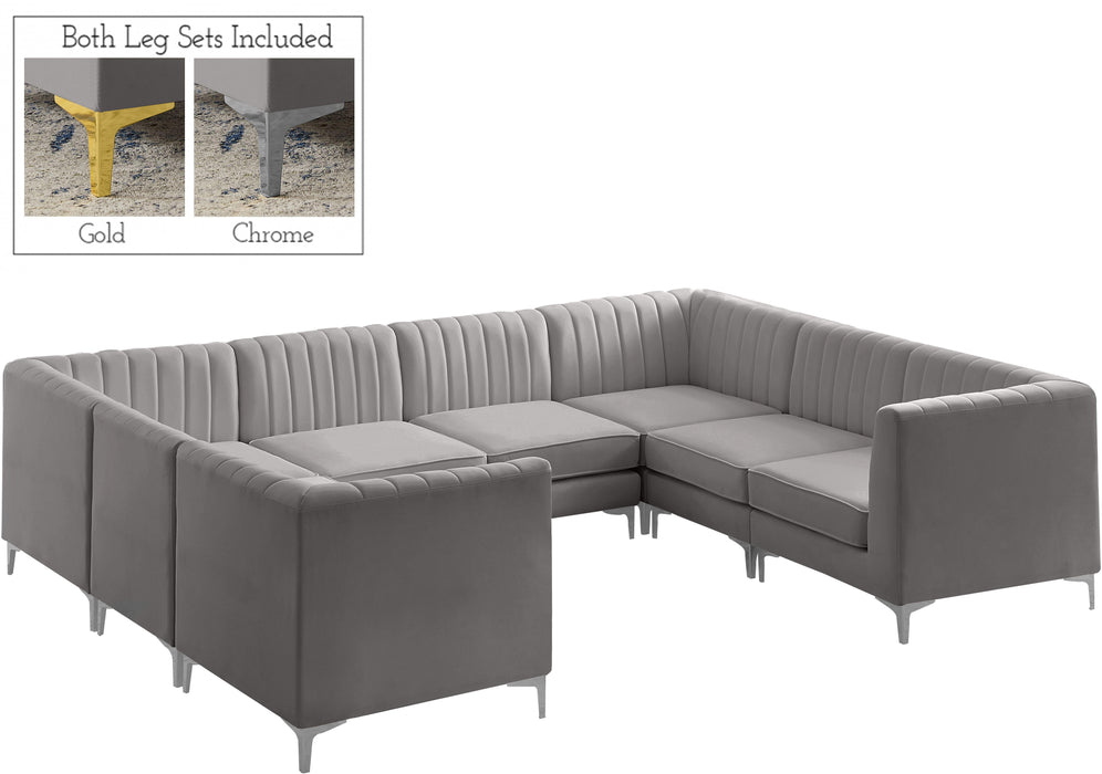 Alina Grey Velvet Modular Sectional