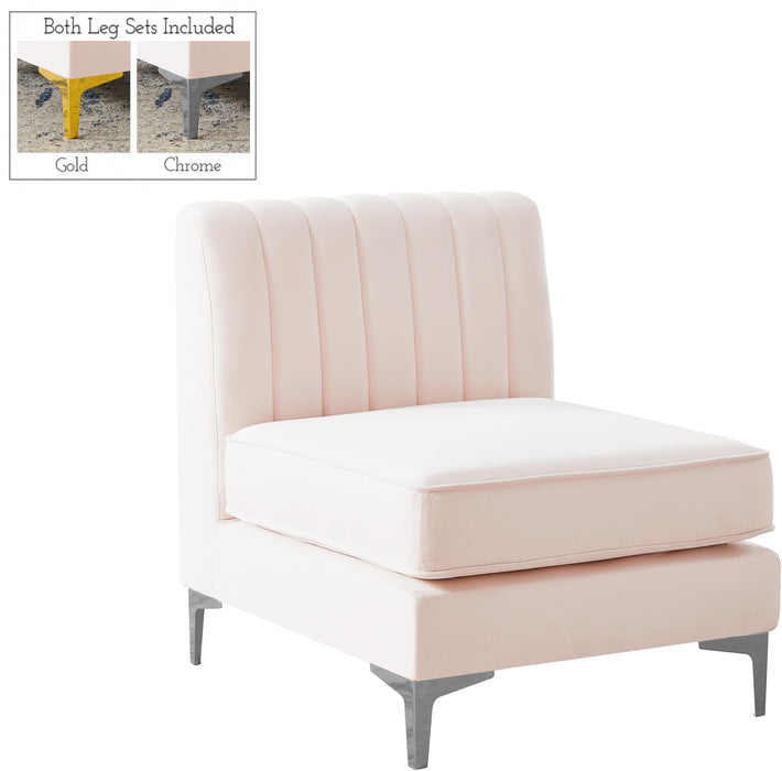 Alina Pink Velvet Armless Chair