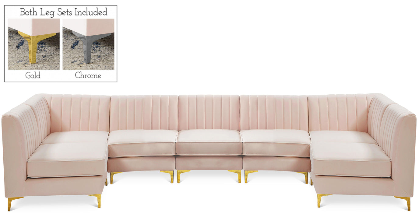 Alina Pink Velvet Modular Sectional