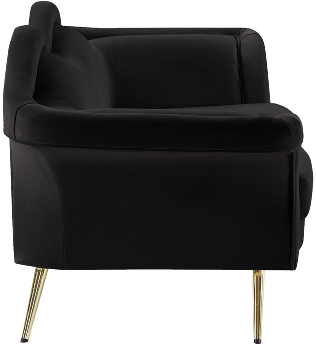 Lips Black Velvet Loveseat