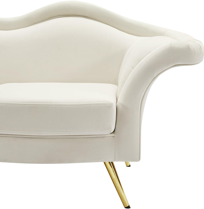 Lips Cream Velvet Loveseat - Furniture Stars (Chicago, IL)