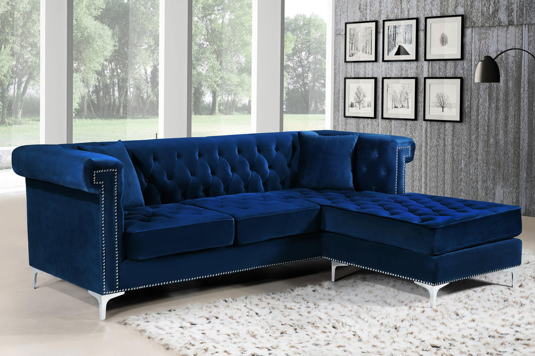 Damian Navy Velvet 2pc. Reversible Sectional