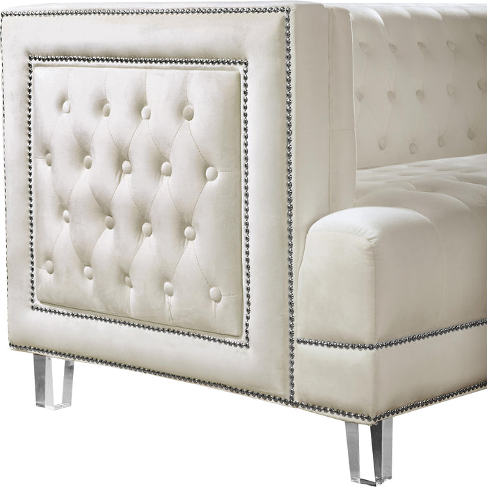 Lucas Cream Velvet Loveseat - Furniture Stars (Chicago, IL)