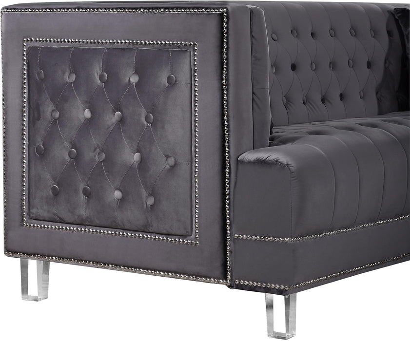 Lucas Grey Velvet Loveseat - Furniture Stars (Chicago, IL)