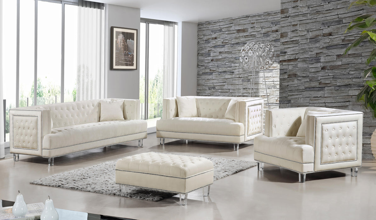 Lucas Cream Velvet Loveseat - Furniture Stars (Chicago, IL)