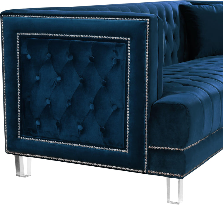 Lucas Navy Velvet Loveseat - Furniture Stars (Chicago, IL)