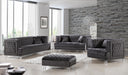 Lucas Grey Velvet Ottoman - Furniture Stars (Chicago, IL)