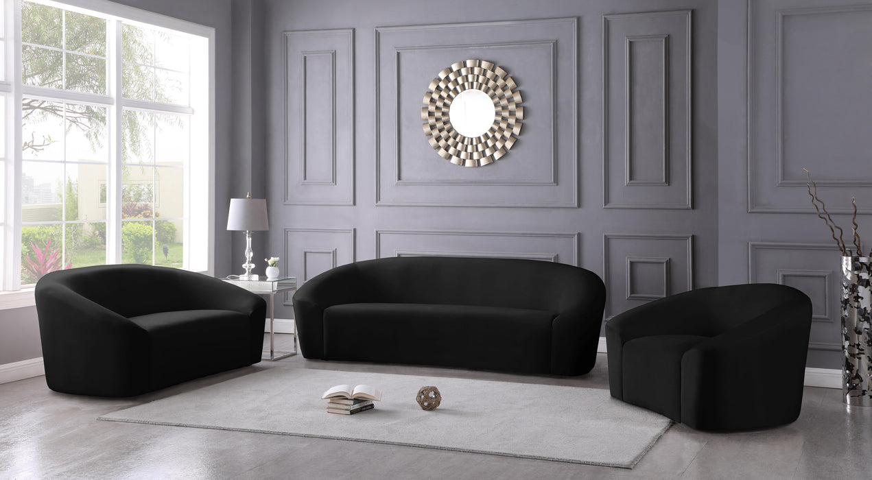 Riley Black Velvet Loveseat - Furniture Stars (Chicago, IL)