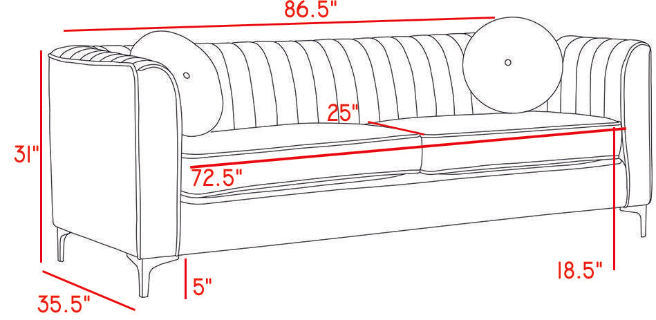 Isabelle Grey Velvet Sofa - Furniture Stars (Chicago, IL)