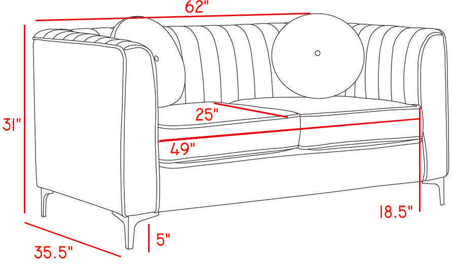 Isabelle Green Velvet Loveseat - Furniture Stars (Chicago, IL)