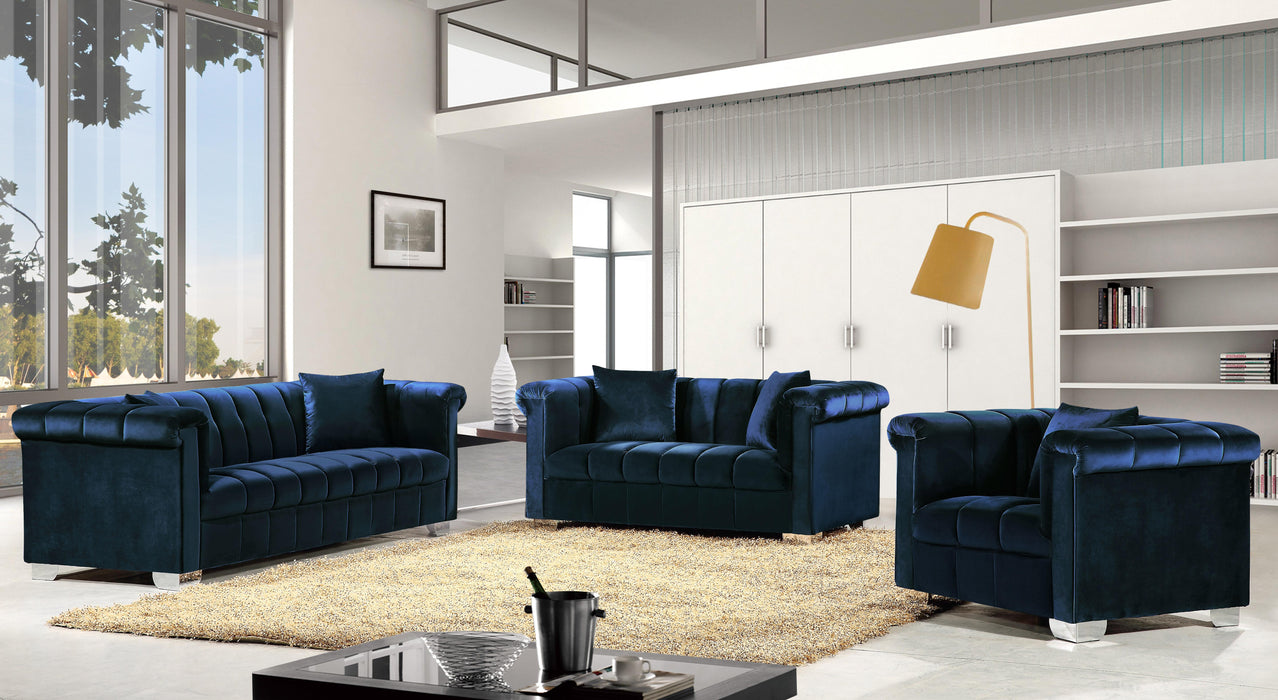 Kayla Navy Velvet Sofa - Furniture Stars (Chicago, IL)