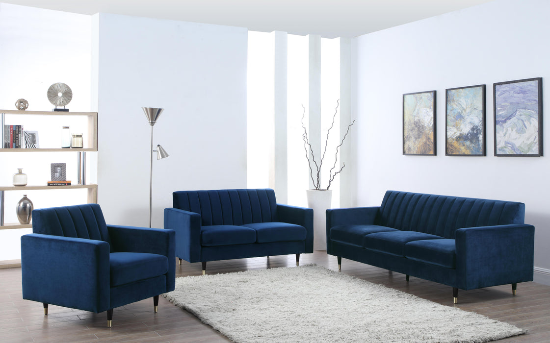 Lola Navy Velvet Loveseat - Furniture Stars (Chicago, IL)