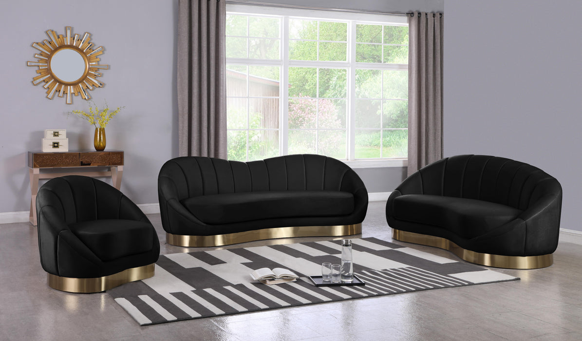 Shelly Black Velvet Chaise - Furniture Stars (Chicago, IL)